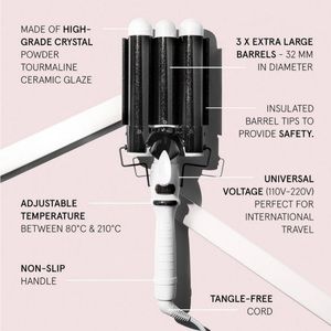 Triple Barrel Hair Waver Curling Iron - White